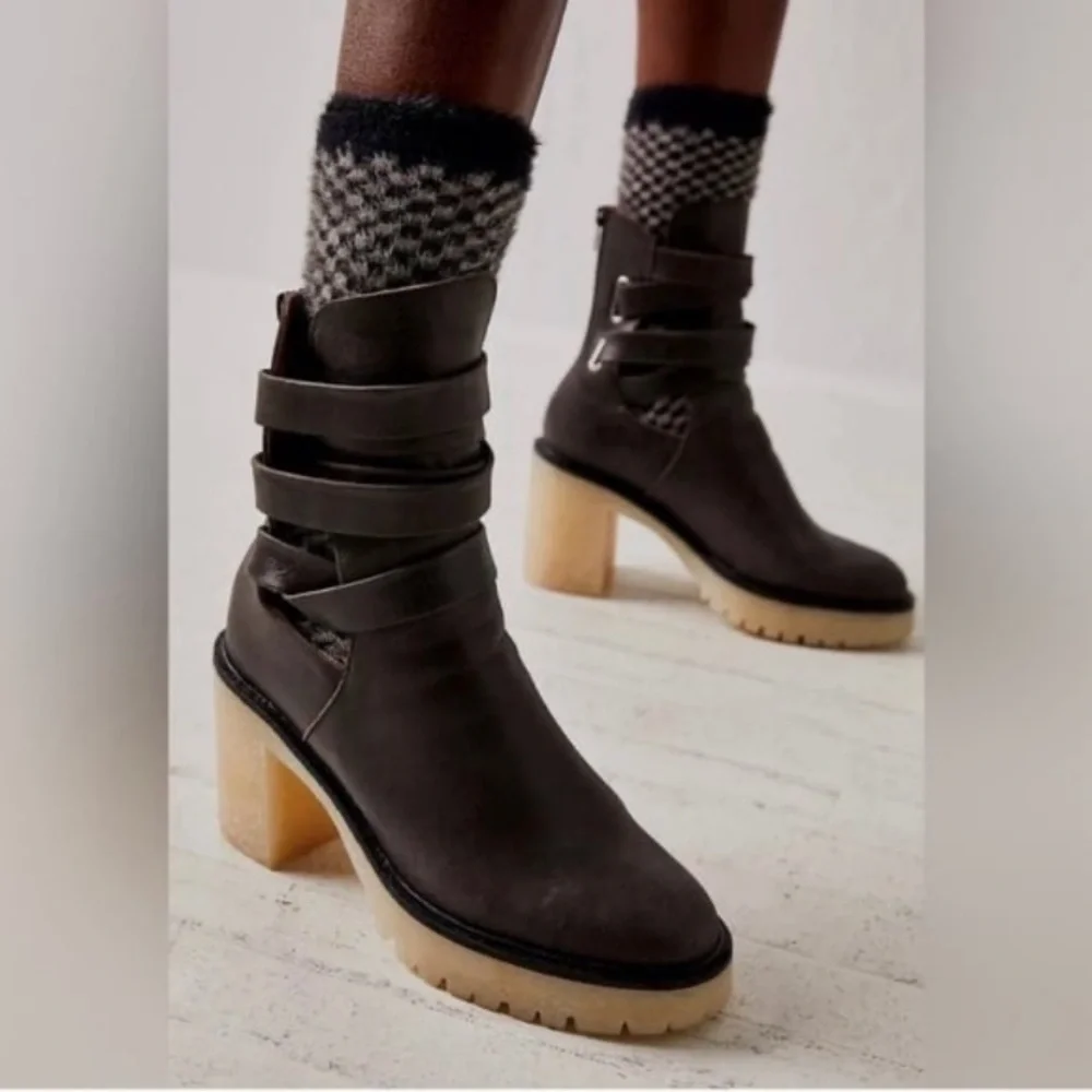 Free People Leather Strappy Heel Boots - Picture 2 of 7